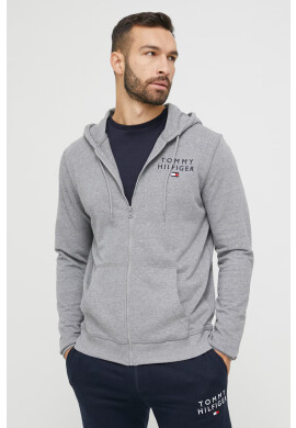 Tommy Hilfiger Домашен суичър в сиво с качулка с принт - Pepit.bg