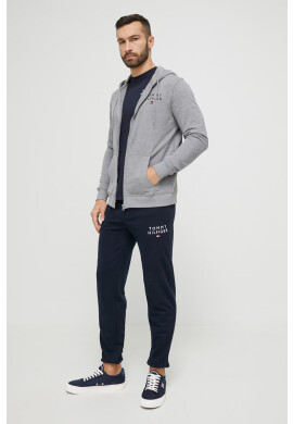 Tommy Hilfiger Домашен суичър в сиво с качулка с принт - Pepit.bg