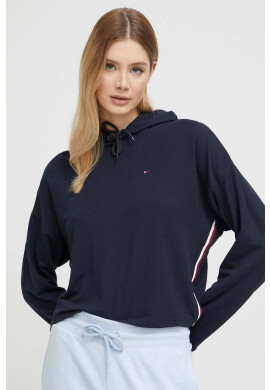 Tommy Hilfiger Домашен суичър в тъмносиньо с качулка с апликация - Pepit.bg