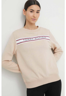 Tommy Hilfiger Домашен суичър в бежово с десен - Pepit.bg