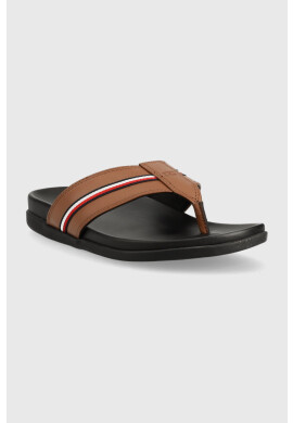 Tommy Hilfiger Джапанки HILFIGER LEATHER TOE POST SANDAL в кафяво FM0FM04460 - Pepit.bg