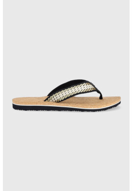 Tommy Hilfiger Джапанки TH CORK SANDAL в тъмносиньо с равна подметка FW0FW07145 - Pepit.bg
