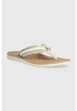 Tommy Hilfiger Джапанки TH CORK SANDAL в бяло с равна подметка FW0FW07145 - Pepit.bg