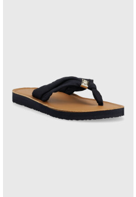 Tommy Hilfiger Джапанки TH ELEVATED BEACH SANDAL в тъмносиньо с равна подметка FW0FW06985 - Pepit.bg