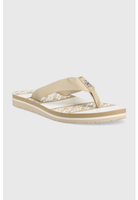 Tommy Hilfiger Джапанки TH MONOGRAM ESSENTIAL SANDAL в бежово с равна подметка FW0FW07162 - Pepit.bg