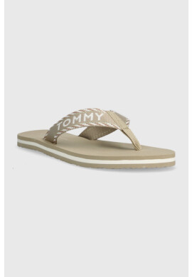Tommy Hilfiger Джапанки TOMMY WEBBING SANDAL в бежово с равна подметка FW0FW07143 - Pepit.bg