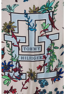 Tommy Hilfiger Копринен шал в тъмносиньо с десен - Pepit.bg