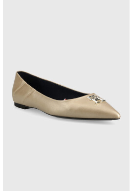 Tommy Hilfiger Кожени балеринки Pointy Chic в златисто - Pepit.bg
