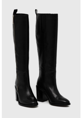 Tommy Hilfiger Кожени ботуши Zip High Heel Longboot в черно с висок ток - Pepit.bg