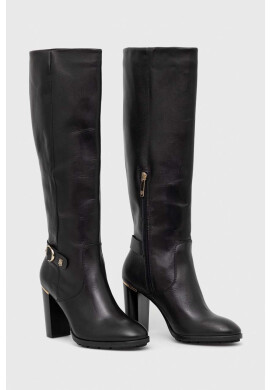 Tommy Hilfiger Кожени ботуши Belt High Heel Longboot - Pepit.bg