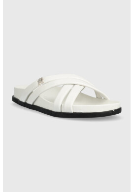 Tommy Hilfiger Кожени чехли STRAP FEMININE SANDAL в бяло - Pepit.bg