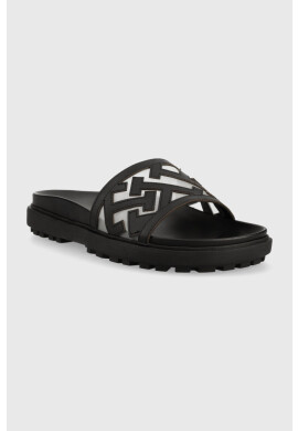 Tommy Hilfiger Кожени чехли TH ELEVATED FLAT SANDAL в черно с платформа FW0FW07407 - Pepit.bg
