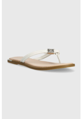 Tommy Hilfiger Кожени джапанки TH ELEVATED THONG в бяло с равна подметка FW0FW06998 - Pepit.bg
