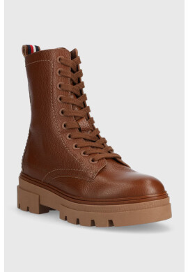 Tommy Hilfiger Кожени кубинки Monochromatic Lace Up Boot в кафяво с платформа - Pepit.bg