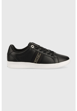 Tommy Hilfiger Кожени маратонки Signature Webbing Court Sneaker в черно - Pepit.bg