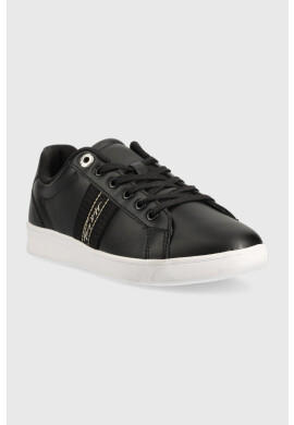 Tommy Hilfiger Кожени маратонки Signature Webbing Court Sneaker в черно - Pepit.bg