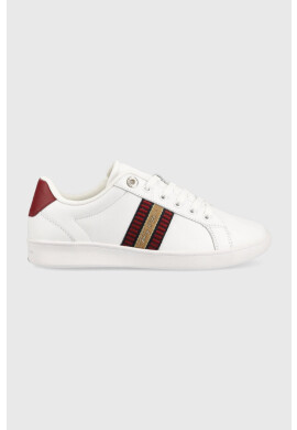 Tommy Hilfiger Кожени маратонки Signature Webbing Court Sneaker в бяло - Pepit.bg