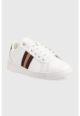 Tommy Hilfiger Кожени маратонки Signature Webbing Court Sneaker в бяло - Pepit.bg
