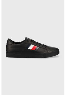 Tommy Hilfiger Кожени маратонки Core Stripes Vulc в черно - Pepit.bg