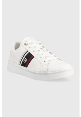 Tommy Hilfiger Кожени маратонки CORP WEBBING SNEAKER в бяло FW0FW07379 - Pepit.bg