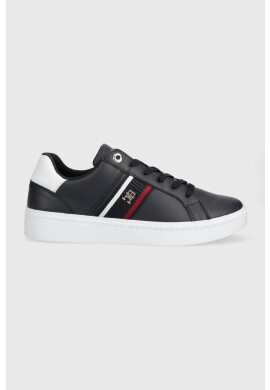 Tommy Hilfiger Кожени маратонки CORP WEBBING SNEAKER в тъмносиньо FW0FW07379 - Pepit.bg