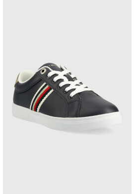 Tommy Hilfiger Кожени маратонки CORPORATE WEBBING SNEAKER в тъмносиньо FW0FW07117 - Pepit.bg
