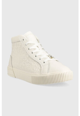 Tommy Hilfiger Кожени маратонки Th Monogram Leather Sneaker High в бежово - Pepit.bg