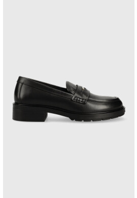 Tommy Hilfiger Кожени мокасини TH ICONIC LOAFER в черно с равна подметка FW0FW07412 - Pepit.bg