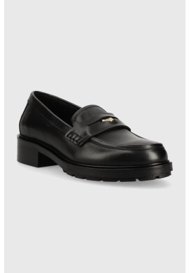 Tommy Hilfiger Кожени мокасини TH ICONIC LOAFER в черно с равна подметка FW0FW07412 - Pepit.bg