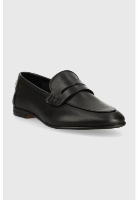 Tommy Hilfiger Кожени мокасини TH LOAFER в черно с равна подметка FW0FW06991 - Pepit.bg