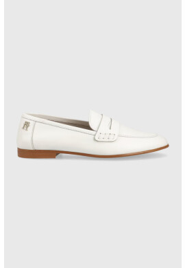 Tommy Hilfiger Кожени мокасини TH LOAFER в бяло с равна подметка FW0FW06991 - Pepit.bg