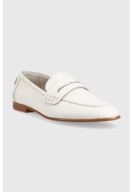 Tommy Hilfiger Кожени мокасини TH LOAFER в бяло с равна подметка FW0FW06991 - Pepit.bg