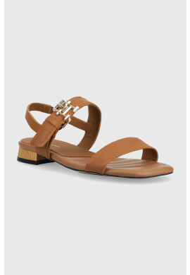 Tommy Hilfiger Кожени сандали HARDWARE FLAT SANDAL в кафяво FW0FW07094 - Pepit.bg