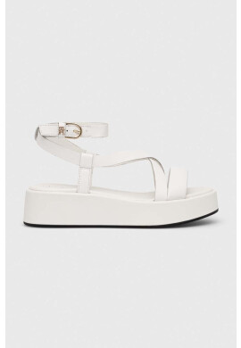 Tommy Hilfiger Кожени сандали NEW FLATFORM STRAP в бяло с платформа - Pepit.bg