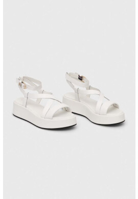 Tommy Hilfiger Кожени сандали NEW FLATFORM STRAP в бяло с платформа - Pepit.bg