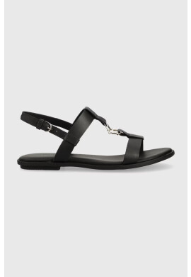Tommy Hilfiger Кожени сандали TH FLAT SANDAL в черно - Pepit.bg