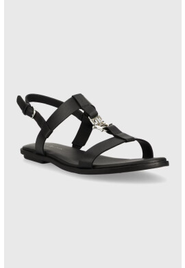 Tommy Hilfiger Кожени сандали TH FLAT SANDAL в черно - Pepit.bg
