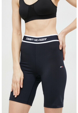 Tommy Hilfiger Къс панталон в тъмносиньо с изчистен дизайн с висока талия - Pepit.bg