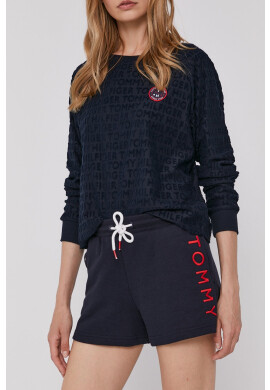 Tommy Hilfiger Къси панталони в тъмносиньо с изчистен дизайн с висока талия - Pepit.bg