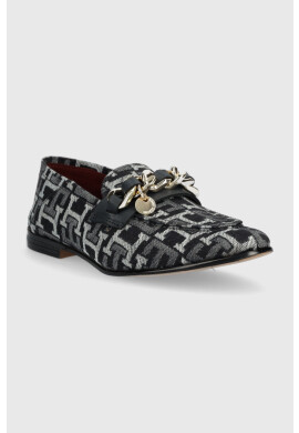 Tommy Hilfiger Мокасини CHAIN LOAFER DENIM в тъмносиньо с равна подметка - Pepit.bg