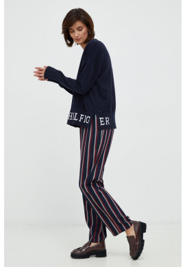 Tommy Hilfiger Памучен пуловер дамски в тъмносиньо - Pepit.bg