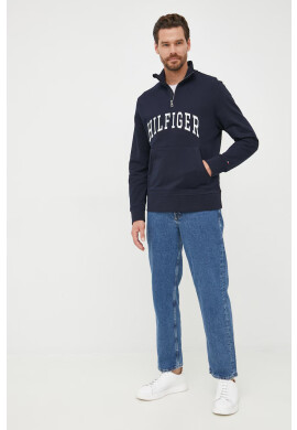 Tommy Hilfiger Памучен суичър в тъмносиньо с апликация - Pepit.bg
