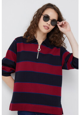 Tommy Hilfiger Памучен суичър в бордо с десен - Pepit.bg