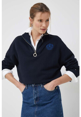 Tommy Hilfiger Памучен суичър в тъмносиньо с апликация - Pepit.bg