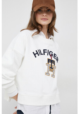 Tommy Hilfiger Памучен суичър в бяло с принт - Pepit.bg