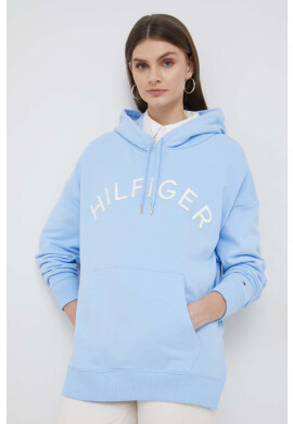 Tommy Hilfiger Памучен суичър в синьо с качулка с апликация - Pepit.bg