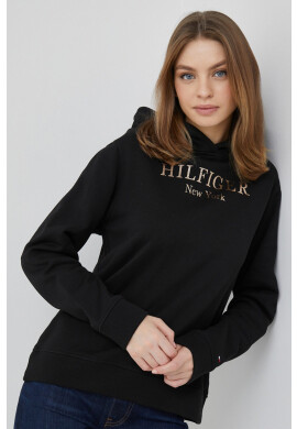 Tommy Hilfiger Памучен Суичър в черно с качулка с принт - Pepit.bg