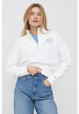 Tommy Hilfiger Памучен суичър в бяло с апликация - Pepit.bg