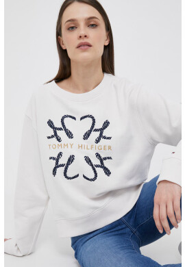 Tommy Hilfiger Памучен суичър в бежово с апликация - Pepit.bg