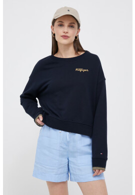 Tommy Hilfiger Памучен суичър в тъмносиньо с апликация - Pepit.bg